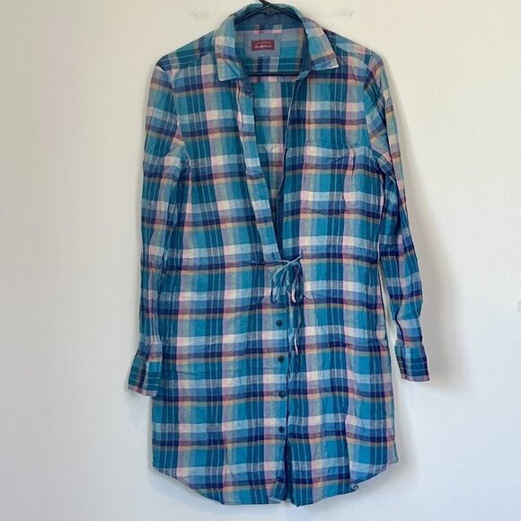 Jach's Girlfriend Blue Plaid Shirt Dress/Tunic - Size: Medium - Picture 1 of 9